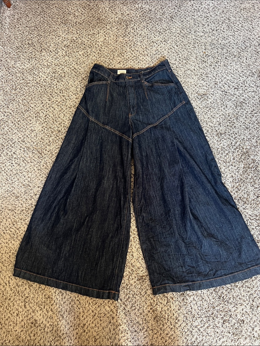VGUC Pilcro Anthropologie Seamed Flounce High Rise Wide Leg Jeans. Size 30 - Picture 4 of 13